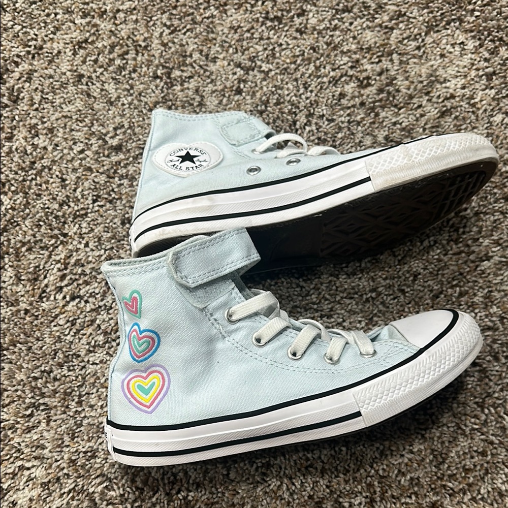 Kids Classic Converse Blue and White Canvas Sneakers Low-Top - Picture 2 of 3